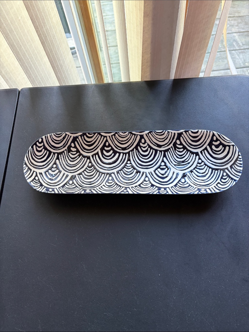 Short Stories Blue and White Ceramic Tray